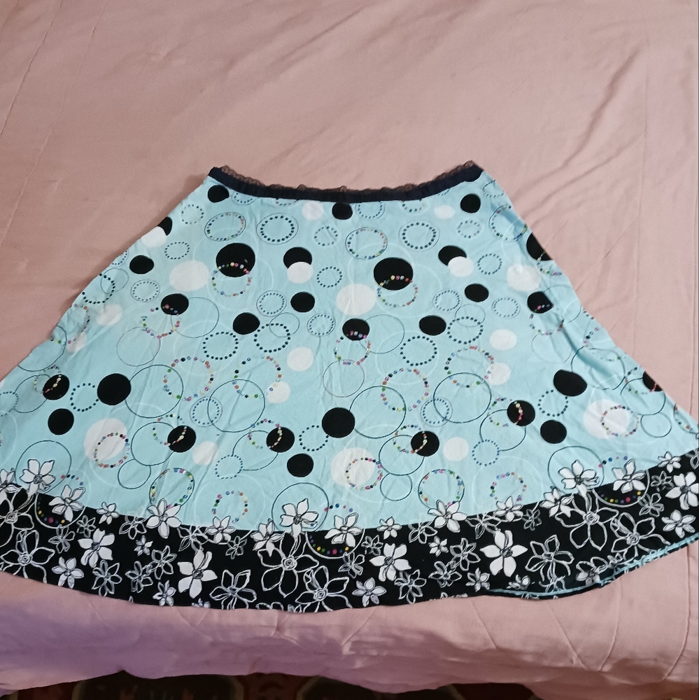 16W i.e. Woman Skirt, Fun Sequined Circles Floral A line Midi Skirt